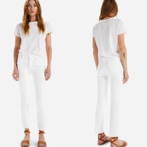 Mother Mid Rise Dazzler Ankle Jeans Sz 33 White Fairest Slim Straight Stretch